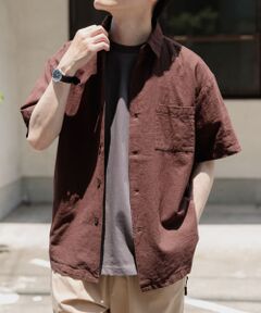 『セットアップ対応』天然素材リネンコットンレギュラーカラー半袖シャツ