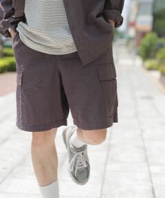 『セットアップ対応』天然素材リネンコットンイージーカーゴショーツ