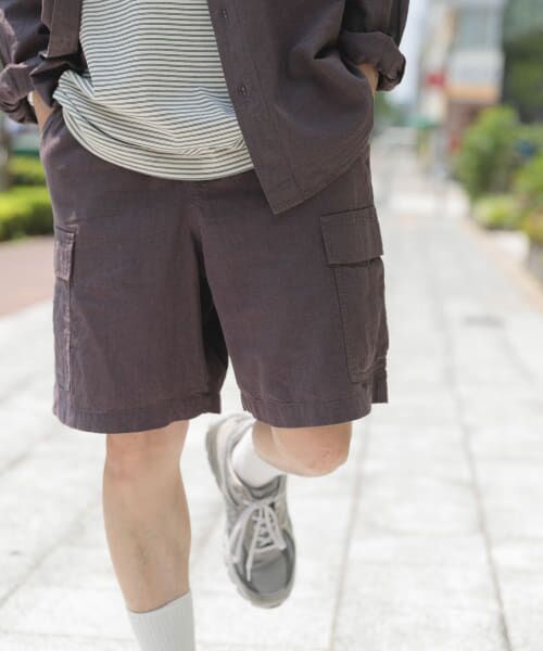 ＊＊URBAN RESEARCH ITEMS / アーバンリサーチ アイテムズ ショート・ハーフ・半端丈パンツ | 『セットアップ対応』天然素材リネンコットンイージーカーゴショーツ（CHA）