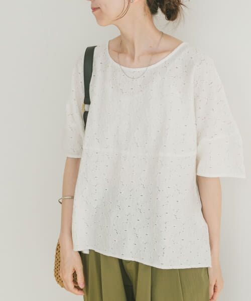 ＊＊URBAN RESEARCH ITEMS / アーバンリサーチ アイテムズ その他トップス | バルーンスリーブレースプルオーバー（OFF）