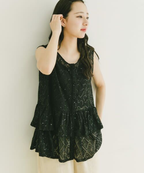 ＊＊URBAN RESEARCH ITEMS / アーバンリサーチ アイテムズ その他トップス | シアースパンコールペプラムトップス（BLK）