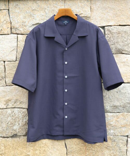 Beauty & Youth ブラック オープンカラー リネンシャツ BEAUTY&YOUTH UNITED ARROWS｜FLAX ライク オープンカラー