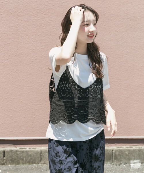 ＊＊URBAN RESEARCH ITEMS / アーバンリサーチ アイテムズ Tシャツ | ニットビスチェTシャツセット（BLK）