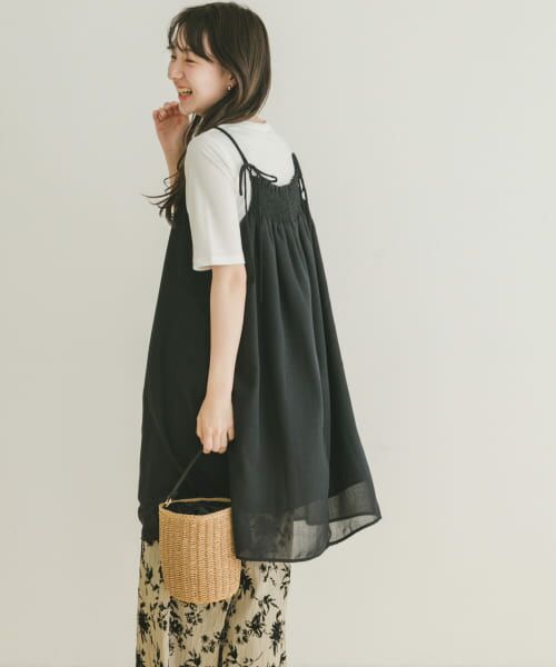 ＊＊URBAN RESEARCH ITEMS / アーバンリサーチ アイテムズ チュニック | ボイルチュニックキャミソール（BLK）