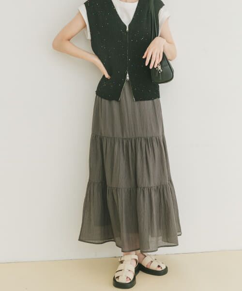 ＊＊URBAN RESEARCH ITEMS / アーバンリサーチ アイテムズ ベスト | スパンコールベスト×スカートセット（BLK）