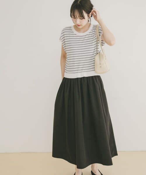 ＊＊URBAN RESEARCH ITEMS / アーバンリサーチ アイテムズ ワンピース | ニットドッキングフレンチワンピース（BORDER）