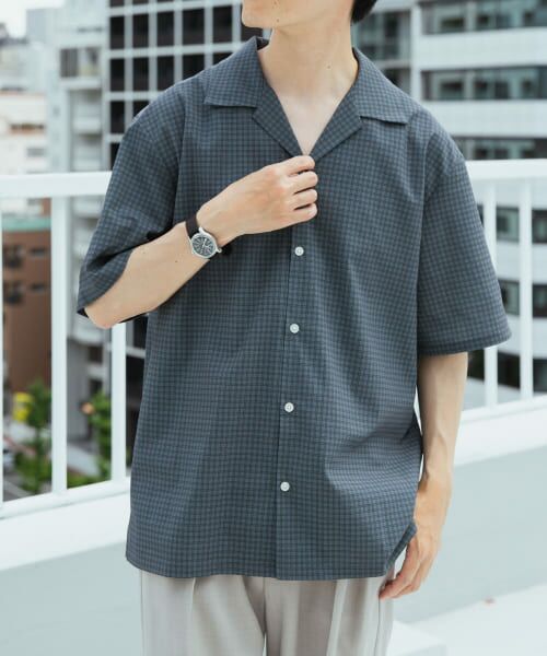 ＊＊URBAN RESEARCH ITEMS / アーバンリサーチ アイテムズ シャツ・ブラウス | Tattersall Open Collar shirts（BLK）