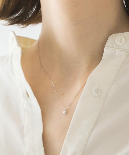 W/GOLD】Favorible petite pearl WG necklace-