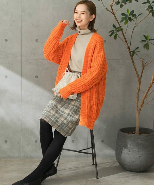 URBAN RESEARCH ROSSO/アーバンリサーチ ロッソ ローゲージ畦編みカーディガン orange FREE URBAN RESEARCH ROSSO/アーバンリサーチ ロッソ ローゲージ畦編みカーディガン orange FREE