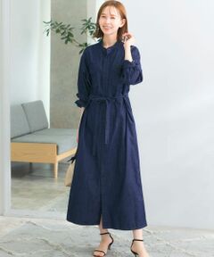 <!--ここから↓WEB限定コメント--><b>【ロングシーズン着用したい、ROSSO×Lee別注ベルトデニムドレス】</b><br><!--ここから↑WEB限定コメント-->ROSSO×Leeの別注アイテムが新たにアップデート!カジュアルになりがちなデニム素材を、ベルトデザインで女性らしい雰囲気に仕上げました。ベルトはサイドで片結び、ウエスト位置の前後でリボン結びと、様々なスタイリングをお楽しみ頂けます。生地をたっぷりと贅沢に使用することで、リラクシーな着心地を実現。程良い着丈設定のため、ボタンを開けてライトアウターとしてざっくり羽織っても大人可愛いです◎<br><br><!--ここから↓WEB限定コメント--><b>◆STYLE</b><br><!--ここから↑WEB限定コメント-->袖をロールアップしたり、衿元を抜いたこなれ感のある着こなしがお勧め。シアータートルとのレイヤードは、今季らしいスタイリングに仕上がります。今から春先までロングシーズン活躍する、ワードローブに1枚加えておきたいアイテムです。<br><br><!--ここから↓WEB限定コメント--><b>【Lee(リー)】</b><br><!--ここから↑WEB限定コメント-->1889年カンザスにLeeの前身であるH.D Lee Companyが設立。設立当初は既製品を仕入れるのみでしたが、1911年自社工場にて本格的な製品生産開始。<br><br>※商品画像は、光の当たり具合やパソコンなどの閲覧環境により、実際の色味と異なって見える場合がございます。予めご了承ください。<br>※商品の色味の目安は、商品単体の画像をご参照ください。<br><br>-----------------------------<br>透け感：なし<br>伸縮性：なし<br>裏地：なし<br>光沢：なし<br>ポケット：あり<br>-----------------------------