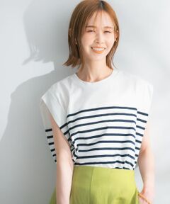 タックスリーブパネルボーダーTシャツ