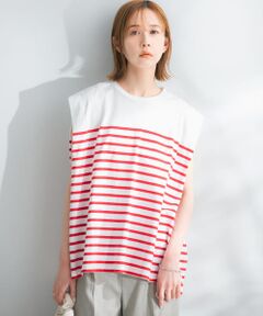 タックスリーブパネルボーダーTシャツ