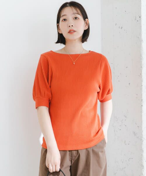 URBAN RESEARCH ROSSO / アーバンリサーチ ロッソ Tシャツ | F by ROSSO　コットンプリーツリブ5分袖プルオーバー | 詳細13