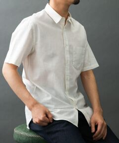 『XLサイズあり』リネンレギュラーカラー半袖シャツ