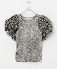 leinwande　Hand Fringe Knit Tops