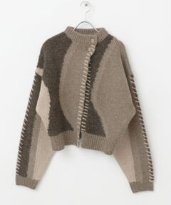 leinwande　Intarsia Patchwork Cardigan