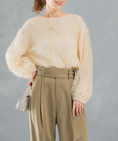 URBAN RESEARCH ROSSO/アーバンリサーチ ロッソ フラワーチュールシャギーブラウス IVORY FREE URBAN RESEARCH ROSSO/アーバンリサーチ ロッソ フラワーチュールシャギーブラウス IVORY FREE