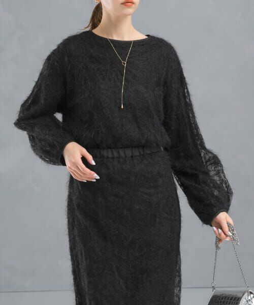 URBAN RESEARCH ROSSO/アーバンリサーチ ロッソ フラワーチュールシャギーブラウス BLACK FREE URBAN RESEARCH ROSSO/アーバンリサーチ ロッソ フラワーチュールシャギーブラウス BLACK FREE