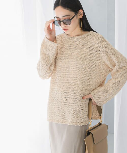 URBAN RESEARCH ROSSO/アーバンリサーチ ロッソ 透かし編みラメニット beige FREE URBAN RESEARCH ROSSO/アーバンリサーチ ロッソ 透かし編みラメニット beige FREE