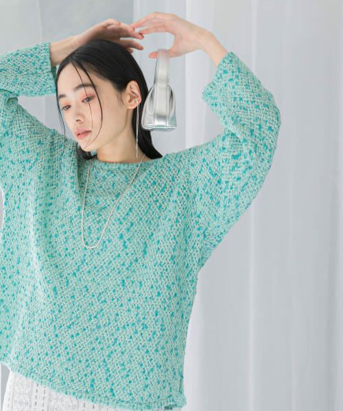 URBAN RESEARCH ROSSO/アーバンリサーチ ロッソ 透かし編みラメニット mint×turquoise FREE URBAN RESEARCH ROSSO/アーバンリサーチ ロッソ 透かし編みラメニット mint×turquoise FREE