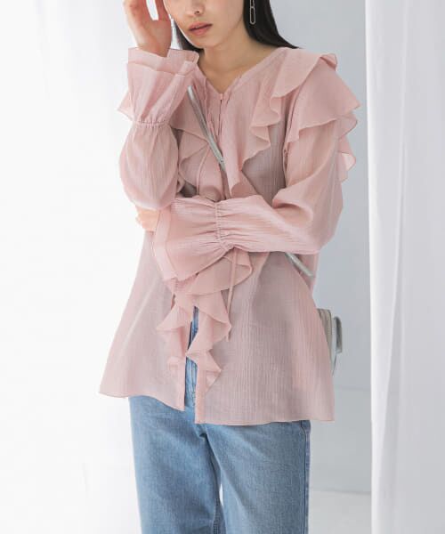 URBAN RESEARCH ROSSO/アーバンリサーチ ロッソ 『WEB/一部店舗限定』ラッフルデザインブラウス PINK FREE URBAN RESEARCH ROSSO/アーバンリサーチ ロッソ 『WEB/一部店舗限定』ラッフルデザインブラウス PINK FREE