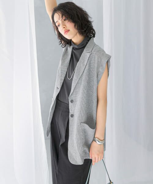 URBAN RESEARCH ROSSO/アーバンリサーチ ロッソ リネンミドルジレ off×black FREE URBAN RESEARCH ROSSO/アーバンリサーチ ロッソ リネンミドルジレ off×black FREE