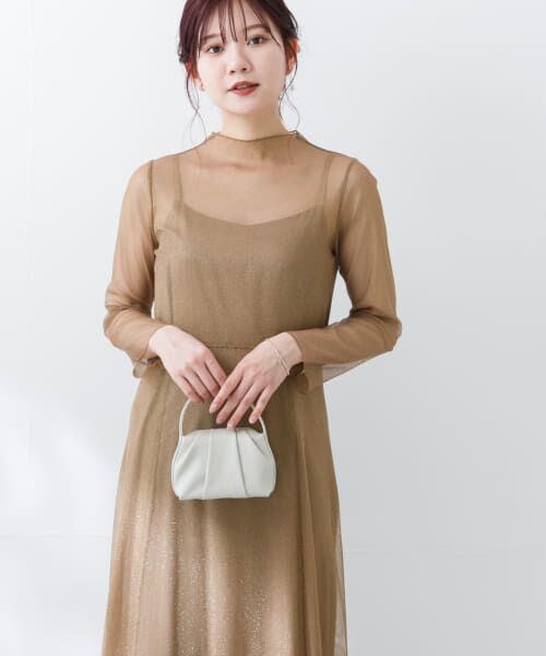 URBAN RESEARCH ROSSO/アーバンリサーチ ロッソ kaene ラメチュールメロウワンピース browngold 38 URBAN RESEARCH ROSSO/アーバンリサーチ ロッソ kaene ラメチュールメロウワンピース browngold 38