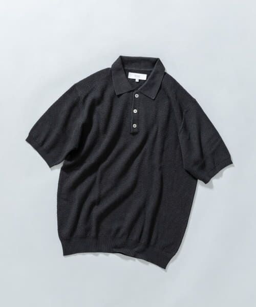 URBAN RESEARCH ROSSO/アーバンリサーチ ロッソ 『WEB限定』変形カノコ半袖ニットポロ BLACK L URBAN RESEARCH ROSSO/アーバンリサーチ ロッソ 『WEB限定』変形カノコ半袖ニットポロ BLACK L