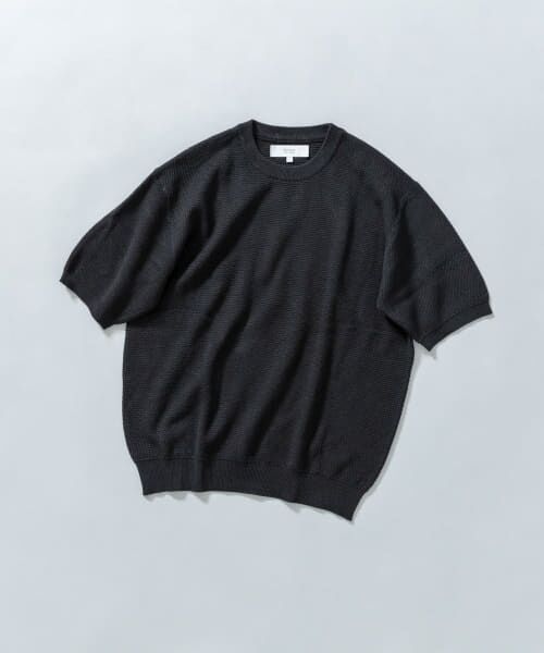 URBAN RESEARCH ROSSO/アーバンリサーチ ロッソ 『WEB限定』変形カノコ半袖クルーネックニット BLACK L URBAN RESEARCH ROSSO/アーバンリサーチ ロッソ 『WEB限定』変形カノコ半袖クルーネックニット BLACK L