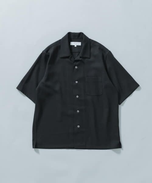 URBAN RESEARCH ROSSO/アーバンリサーチ ロッソ 『WEB限定』『セットアップ対応』パナマ風オープンカラー半袖シャツ BLACK L URBAN RESEARCH ROSSO/アーバンリサーチ ロッソ 『WEB限定』『セットアップ対応』パナマ風オープンカラー半袖シャツ BLACK L