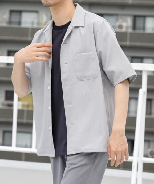 URBAN RESEARCH ROSSO/アーバンリサーチ ロッソ 『WEB限定』『セットアップ対応』パナマ風オープンカラー半袖シャツ ICE GRAY L URBAN RESEARCH ROSSO/アーバンリサーチ ロッソ 『WEB限定』『セットアップ対応』パナマ風オープンカラー半袖シャツ ICE GRAY L