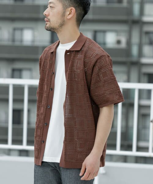 URBAN RESEARCH ROSSO/アーバンリサーチ ロッソ 『WEB限定』Laceリラックス半袖シャツ BROWN L URBAN RESEARCH ROSSO/アーバンリサーチ ロッソ 『WEB限定』Laceリラックス半袖シャツ BROWN L