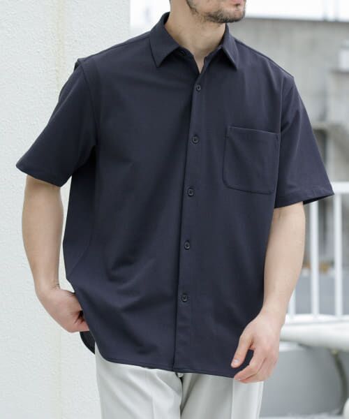 URBAN RESEARCH ROSSO/アーバンリサーチ ロッソ 『セットアップ対応/XLサイズあり』コンフォータブルドライショートスリーブシャツ NAVY M URBAN RESEARCH ROSSO/アーバンリサーチ ロッソ 『セットアップ対応/XLサイズあり』コンフォータブルドライショートスリーブシャツ NAVY M