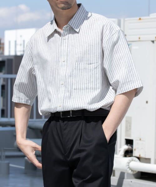URBAN RESEARCH ROSSO/アーバンリサーチ ロッソ 『XLサイズあり』リラックスコットンリネンレギュラーカラー半袖シャツ BEG STRIPE S URBAN RESEARCH ROSSO/アーバンリサーチ ロッソ 『XLサイズあり』リラックスコットンリネンレギュラーカラー半袖シャツ BEG STRIPE S