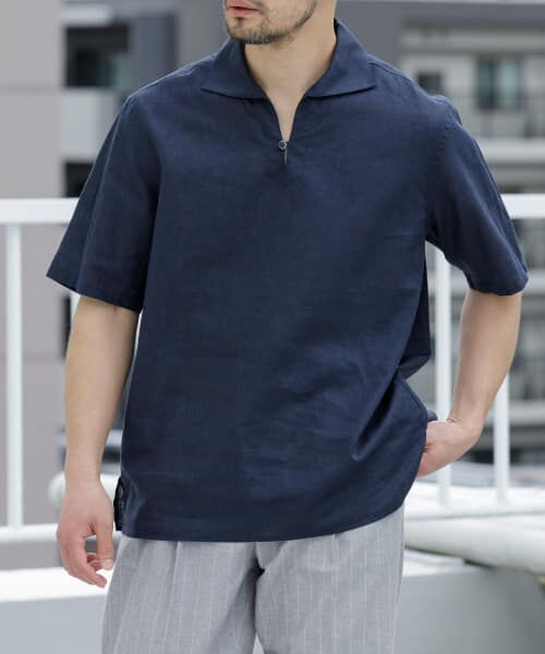 URBAN RESEARCH ROSSO/アーバンリサーチ ロッソ 『XLサイズあり』リラックスコットンリネンスキッパーシャツ NAVY L URBAN RESEARCH ROSSO/アーバンリサーチ ロッソ 『XLサイズあり』リラックスコットンリネンスキッパーシャツ NAVY L