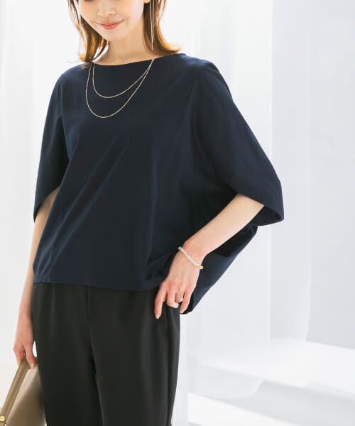 URBAN RESEARCH ROSSO/アーバンリサーチ ロッソ 汗染防止5分袖ドルマンプルオーバー D/NAVY FREE URBAN RESEARCH ROSSO/アーバンリサーチ ロッソ 汗染防止5分袖ドルマンプルオーバー D/NAVY FREE
