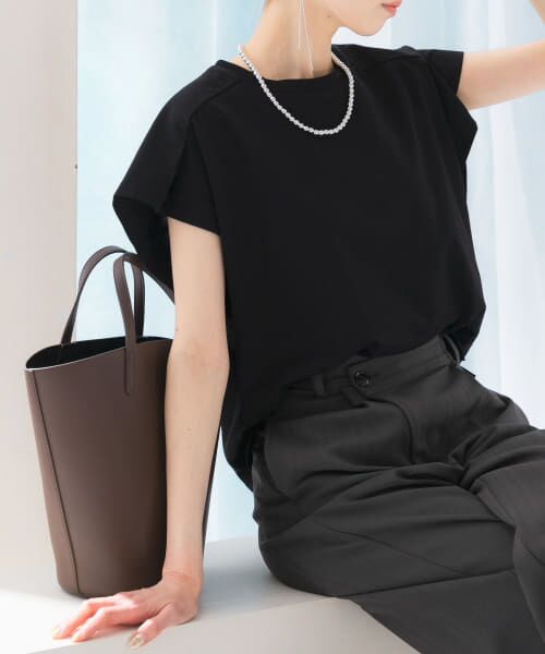 URBAN RESEARCH ROSSO/アーバンリサーチ ロッソ タックスリーブクールタッチカットソー BLACK FREE URBAN RESEARCH ROSSO/アーバンリサーチ ロッソ タックスリーブクールタッチカットソー BLACK FREE