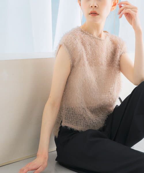 URBAN RESEARCH ROSSO/アーバンリサーチ ロッソ フェザーチュールプルオーバー PINK BEIGE FREE URBAN RESEARCH ROSSO/アーバンリサーチ ロッソ フェザーチュールプルオーバー PINK BEIGE FREE