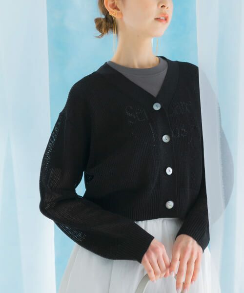 URBAN RESEARCH ROSSO/アーバンリサーチ ロッソ メッシュラメショートカーディガン BLACK FREE URBAN RESEARCH ROSSO/アーバンリサーチ ロッソ メッシュラメショートカーディガン BLACK FREE
