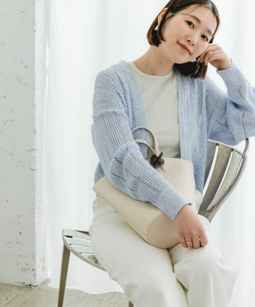 URBAN RESEARCH ROSSO/アーバンリサーチ ロッソ F by ROSSO 透かし編みショートカーディガン L/BLUE FREE URBAN RESEARCH ROSSO/アーバンリサーチ ロッソ F by ROSSO 透かし編みショートカーディガン L/BLUE FREE