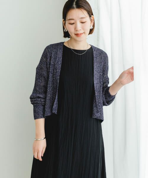 URBAN RESEARCH ROSSO/アーバンリサーチ ロッソ F by ROSSO 透かし編みショートカーディガン NAVY FREE URBAN RESEARCH ROSSO/アーバンリサーチ ロッソ F by ROSSO 透かし編みショートカーディガン NAVY FREE