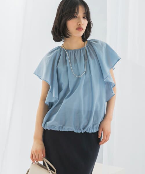 DRAWER◆長袖ブラウス/36/シルク/ベージュ/6522-299-0661/シルクコットンフレアスリーブジャケット DRAWER(ドゥロワー) / 長袖ブラウス/36/シルク/ベージュ/6522