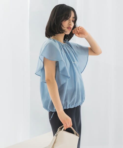 セール】 コットンシルクフレアスリーブブラウス （シャツ