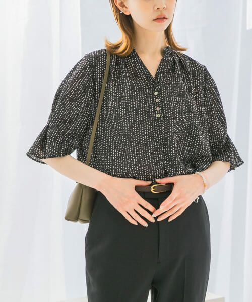 URBAN RESEARCH ROSSO/アーバンリサーチ ロッソ ウォッシャブルドットブラウス BLACK FREE URBAN RESEARCH ROSSO/アーバンリサーチ ロッソ ウォッシャブルドットブラウス BLACK FREE