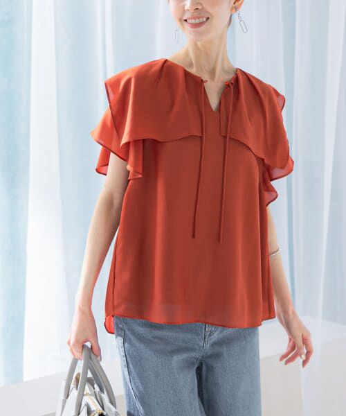 URBAN RESEARCH ROSSO/アーバンリサーチ ロッソ 『WEB限定』イージーケアフリルブラウス TOMATO FREE URBAN RESEARCH ROSSO/アーバンリサーチ ロッソ 『WEB限定』イージーケアフリルブラウス TOMATO FREE