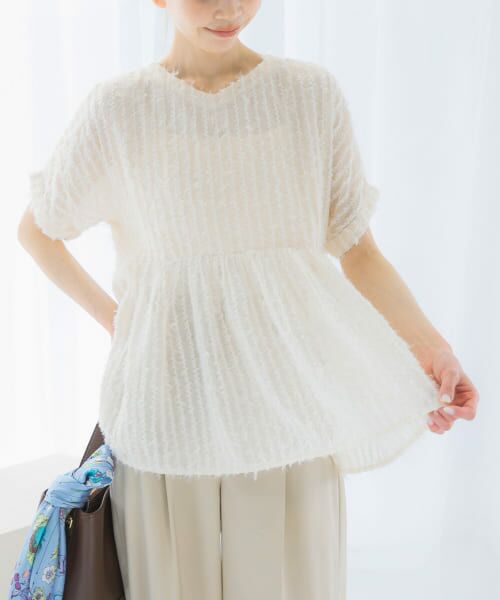 URBAN RESEARCH ROSSO/アーバンリサーチ ロッソ シアージャガードペプラムブラウス OFF WHITE FREE URBAN RESEARCH ROSSO/アーバンリサーチ ロッソ シアージャガードペプラムブラウス OFF WHITE FREE
