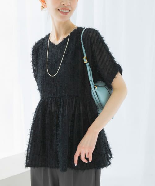 URBAN RESEARCH ROSSO/アーバンリサーチ ロッソ シアージャガードペプラムブラウス BLACK FREE URBAN RESEARCH ROSSO/アーバンリサーチ ロッソ シアージャガードペプラムブラウス BLACK FREE