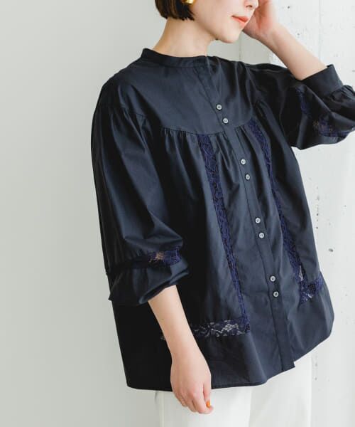 URBAN RESEARCH ROSSO/アーバンリサーチ ロッソ F by ROSSO レース切替ブラウス NAVY FREE URBAN RESEARCH ROSSO/アーバンリサーチ ロッソ F by ROSSO レース切替ブラウス NAVY FREE