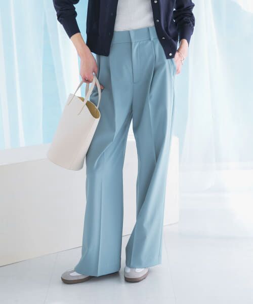 URBAN RESEARCH ROSSO/アーバンリサーチ ロッソ 防シワハイウエストワイドスラックス BLUE TALL URBAN RESEARCH ROSSO/アーバンリサーチ ロッソ 防シワハイウエストワイドスラックス BLUE TALL