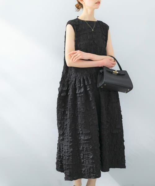 URBAN RESEARCH ROSSO/アーバンリサーチ ロッソ バックリボンジャガードフォルムワンピース BLACK FREE URBAN RESEARCH ROSSO/アーバンリサーチ ロッソ バックリボンジャガードフォルムワンピース BLACK FREE